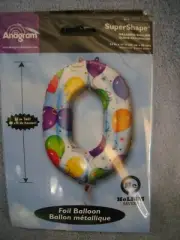 SuperShape Foil #0 Anagram Balloons Jumbo Party Balloon NEW in PACKAGE 35 inches