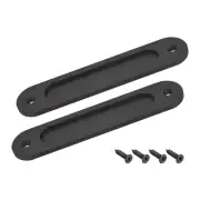 2Pcs 180mm Sliding Barn Door Finger Flush Pull Handle Zinc Alloy w Screw Black