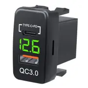 PD Fast Charging Port Car Charger Socket Dual USB QC3.0 Power Adapter For Toyota