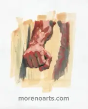 Original Male Hands Arms 8x10 Portrait Oil Painting On Canvas