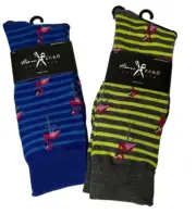 MARC ECKO Cut & Sew Mens Socks “PINK FLAMINGOS” Blue Green 2 Pairs NWT