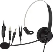 Cell Phone Headset Noise Cancelling Lightweight Computer Headset with Mic for Call Center Office Use