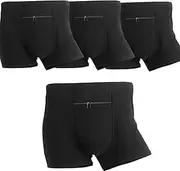 [LUEXBOX] 4 Packs Men's Underwear with A Secret Front Stash Pocket Panties(Black)