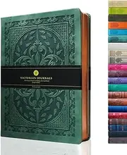 VICTORIA'S JOURNALS Leatherette Vintage Journal Hard Cover Lined Notebook Old Looking Travel Diary, A5 Size 5.7'' x 8.1''