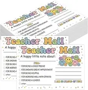 JarThenaAMCS 60Pcs Smile Face Teacher Notes to Parents Boho Happy Mail Postcards Good Behavior Incentive Motivational Cards to Send Home for Classroom