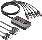 Male Component to HDMI Converter, 1080P YPbPr to HDMI Converter for Connecting Devices with Female Component Output to HDTVs, Compatible with DVD STB