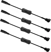 4Pcs DC 5.5mm x 2.1mm to 4Pin 3Pin PC Case Fan Cable with On Off Switch DC 5521 Female Connector Power Supply Cable to Computer Cooling PWM Fans Power Adapter Cable 30cm/11.8in