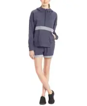 Josie Natori Womens Chi French Terry Active Half-Zip Top Large