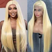 26 Inch Blonde Lace Front Wig Pre Drawn Human Hair 613 Lace Front Wig 200% Density Blonde Wig with Baby Hair