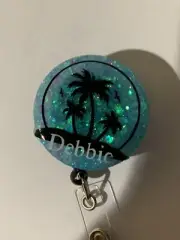 retractable badge holder - Summer Palm Trees With Your Name
