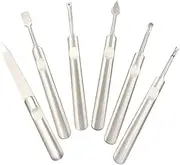 Beatifufu Cuticle Trimmer Pusher Nail File Set 6pc Stainless Tools for Earring Cleaning