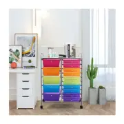 15 Drawer Rolling Storage Cart with Wheels for Home Office Multi color