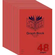Spirax 132 20 Pack 48 Pages Graph Book 5mm Grids PP Cover A4 Bulk (Red)
