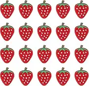 20 Pcs Red Strawberry Appliques Cute Strawberry Embroidered Iron on Patches Fruit Decorative Patches Cute Sew On Applique for Shirts, Jeans, Hats, Coats, Jackets, Backpacks