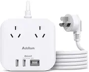 PD30W Travel Power Board, Powerboard with 2 Outlets 4 USB Ports(2 USB C), Cruise Approved Power Strip with 1.5M Extension Cord, Charging Station Travel Essentials Accessories Home Office Desk