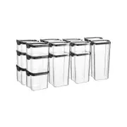 16 Piece Food Containers Set - 4 Sizes - Black