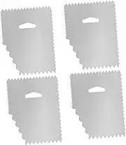 LAPYAPPE Aluminum Cake Scraper Set 4pc Cake Combs Icing Tool Baking Decorative Combs