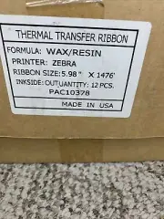 12 Roll 5.98x1476 Wax/Resin Thermal Transfer Ribbon Zebra