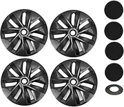 19-Inch Wheel Caps Compatible for Tesla Model Y 2018-2024 4PCS Automobile Replacement Hubcap Hub Cap Full Rim Cover Accessories(4PCS Carbon Black)