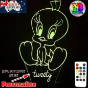 TWEETY BIRD Personalised 3D LED Night Light Colour Change Room Lamp Battery USB