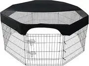 24 Inch Pet Playpen Cover 8 Panels Octagonal Pet Fence Mesh Cover Dog Playpen Sun Protection Shade Cover Dog Playpen Top Cover Playpen Not Include Black One Size