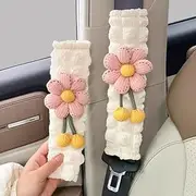 ZigiHos Cute Flower Car Seat Belt Cover Pads 2 Pack & 4 Pack Car Accessories Seat Belt Cushion Neck Cushion Shoulder Strap Protector Universal Seat Belt Cover for Adults and Kids (Pink,4), NY-01