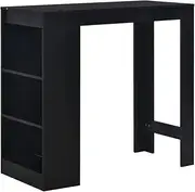 'vidaXL Modern Black Bar Table - Engineered Wood, Contemporary Design, 110x50x103 cm, 3-Layer Storage Shelf