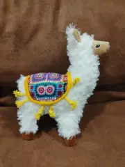 Plush Alpaca Dog Toy With Blanket, Squeaker, Crinkle Sound And Braided Tassles
