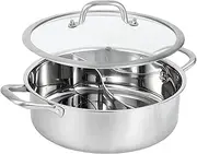 MyLifeUNIT Shabu Shabu Pot, 4.5 Qt 304 Stainless Steel Hot Pot with Divider, 11.8 Inches Soup Cookware for Induction Cooktop, Gas Stove