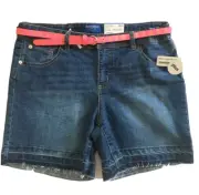 Arizona Girls Raw Hem Denim Jean Shorts 16.5 Plus Medium Wash NWT