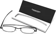 IF Compact Lenses Readers Slim Flat-Folding Unisex Reading Glasses - Jet, 1.0"""