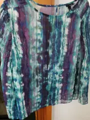 Mossimo Size S Multi-color Ocean Print Emperor Bell Sleeve Peasant Boho Blouse