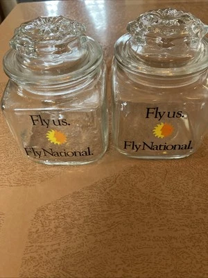 2 National Airlines Logo Glass Apothecary Jars 10 Oz