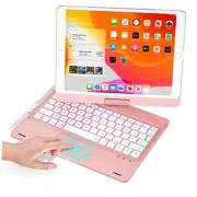 iPad 9th Generation Case with Keyboard,360° Rose Gold