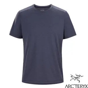 【ARCTERYX 始祖鳥】男 Cormac Logo 登山輕量透氣快乾短袖圓領排汗衣(僅105g)29126 黑寶石/青檸綠