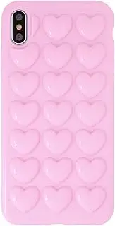 iPhone Xr Case for Women, DMaos 3D Pop Bubble Heart Kawaii Gel Cover, Cute Girly for iPhone 10r 6.1 Inch - Baby Pink