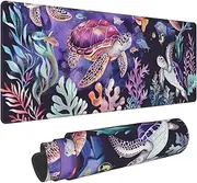 Sea Turtle Mouse Pad for Desk Large Computer Game Desk Mat Mouse Mat Non-Slip Large Keyboard Mouse Pad for Office and Desktop(31.5 x 11.8 inch)