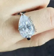 East West Pear Cut Engagement Ring Open Band D/VVS1 Moissanite Solitaire Ring