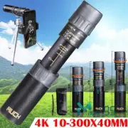 4K 10-300X40mm HD Monocular Super Telephoto Zoom Telescope with Tripod & Clip