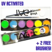 TAG Body Art Face Paint Palette - Neon UV Activated 6 x 10g