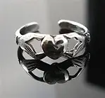 .925 Sterling Silver Irish Celtic Claddagh Heart Toe Ring