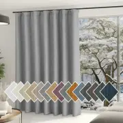 Extra Wide Light Grey Sliding Door Curtains, Hook Belt/Rod Pocket/Back Tab Fa...