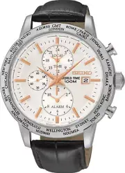 Seiko SPL053 SPL053P1 Mens Alarm Watch Leather Band Chronograph NEW RRP $595.00