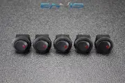 5 PCS ROUND ON OFF ROCKER SWITCH MINI TOGGLE RED LED 3/4 MOUNT HOLE EC-1103ARD