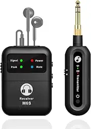 JCANOL Stereo Wireless in-Ear Monitor System 2.4G Wireless IEM System Stage Monitor with 90° Rotate Transmitter Beltpack Receiver 164ft for Studio, Band (One Receiver+ One Transmitter(90° Rotate))