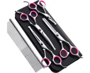 Stainless Steel Safety Round Tip Pet Grooming Scissor, Duty Titanium Coated Pet Grooming Scissor for Dog, Cat and Other Animal (4 pcs)