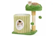 Costway Cute Cat Tree Tower Indoor Versatile Cat Play House w/Sisal Scratching Posts Green