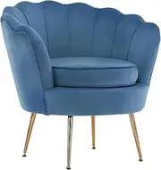 La Bella Armchair Lounge Chair Accent Velvet Shell Scallop - Navy Blue