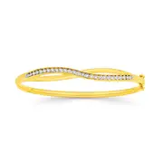 9ct Gold Diamond Xover Bangle