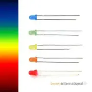 3mm DIFFUSED LEDs RED GREEN BLUE YELLOW ORANGE 10/15/20/50/100 Arduino